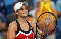 Ash Barty celebrates her victory over Alize Cornet at the Hopman Cup (Getty Images)