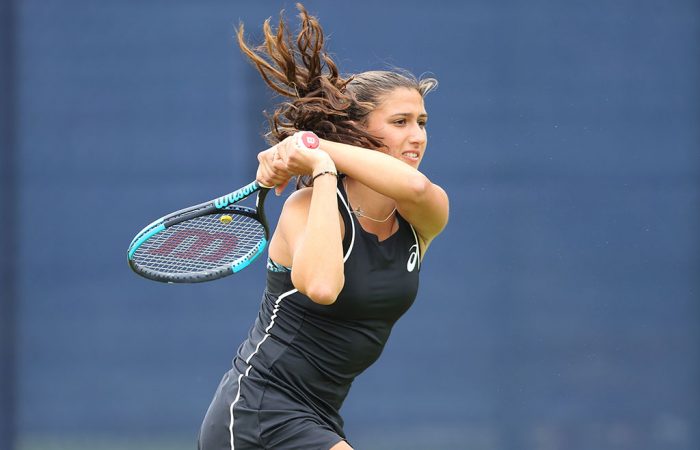 Jaimee Fourlis in action at the WTA tournament in Nottingham, UK (Getty Images)