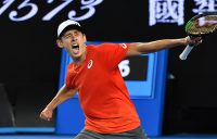 Alex De Minaur celebrates his second-round victory over Henri Laaksonen at the Australian Open (Getty Images)
