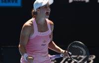 Ash Barty celebrates her fourth-round victory over Maria Sharapova at the Australian Open (Getty Images)