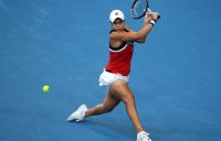 Ash Barty in action during her singles victory over Garbine Muguruza at the Hopman Cup (Getty Images)