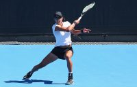 Astra Sharma in action during her Australian Open qualifying victory over No.1 seed Vera Zvonareva at Melbourne Park (Getty Images)