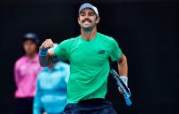 Jordan Thompson celebrates his first-round win over Adrian Mannarino at the Sydney International (Getty Images)