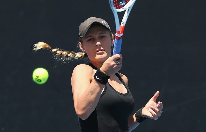 Kaylah McPhee in action during her first-round victory in qualifying at the Australian Open (Getty Images)