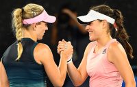 Kimberly Birrell (R) meets Angelique Kerber at the net after falling to the German in the third round of Australian Open 2019 (Getty Images)