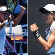 Zoe Hives (L) and Astra Sharma in action during their first-round matches at the Australian Open (Getty Images)