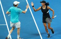 John-Patrick Smith (L) and Astra Sharma in action in the Australian Open mixed doubles semifinals (Getty Images)