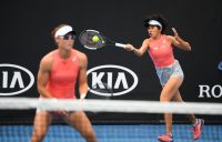 Sam Stosur (L) and Zhang Shuai in action during the women's doubles event at Australian Open 2019 (Getty Images)