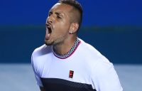 Nick Kyrgios celebrates his second-round victory over Rafael Nadal at the ATP tournament in Acapulco (Getty Images)