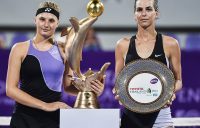 Ukraine's Dayana Yastremska (L) and Australia's Ajla Tomljanovic pose during the presentation ceremony at the end of the final match at the WTA Thailand Open tennis tournament in Hua Hin on February 3, 2019. (Photo by Chalinee THIRASUPA / AFP) (Photo credit should read CHALINEE THIRASUPA/AFP/Getty Images)