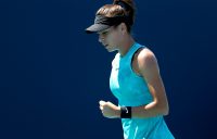 Ajla Tomljanovic celebrates a point during her second-round win over Aryna Sabalenka at the Miami Open (Getty Images)