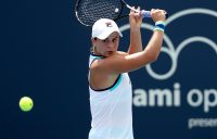 Ash Barty plays a backhand during her fourth-round win over Kiki Bertens at the Miami Open (Getty Images)