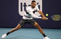 Nick Kyrgios in action during his third-round victory over Dusan Lajovic at the Miami Open (Getty Images)