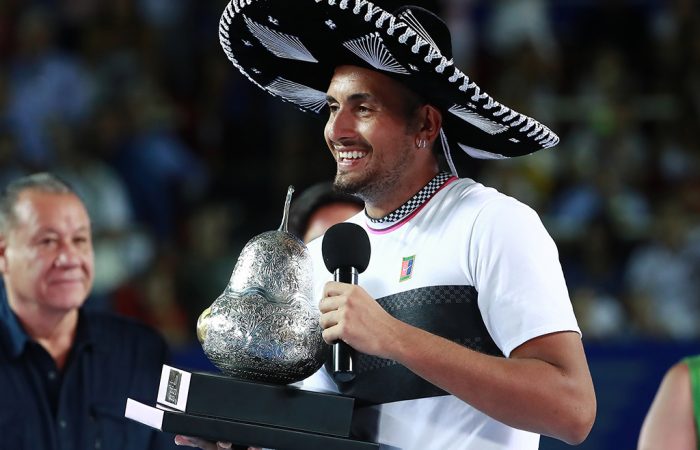 Nick Kyrgios celebrates his title at the ATP event in Acapulco (Getty Images)