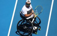 High Five: Dylan Alcott en route to a fifth straight Australian Open quad singles title; Getty Images