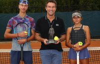 Pat Cash with Alex Bulte and Anastasia Berezov at the 2019 Gallipoli Youth Cup; Getty Images