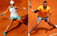 Ash Barty (L) and Nick Kyrgios in action at the Internazionali BNL d'Italia in Rome (Getty Images)