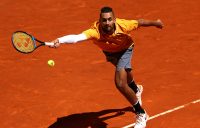 Nick Kyrgios in action during his first-round loss to Jan-Lennard Struff at the Madrid Masters (Getty Images)