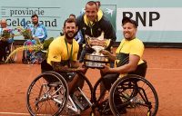 Francois Vogelsberger (centre) with Dylan Alcott and Heath Davidson at the 2018 World Team Cup in the Netherlands.