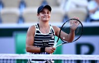 IN FORM: Ash Barty celebrates her third round win over Andrea Petkovic in Paris; Getty Images