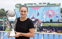 ON TOP: Ash Barty poses with the WTA No.1 Trophy in Eastbourne; Getty Images
