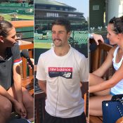 (L-R) Ajla Tomljanovic, Jordan Thompson and Arina Rodionova chat to the media ahead of Wimbledon.