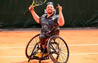 PARIS, FRANCE - JUNE 08: Dylan Alcott of Australia celebrates at match point in the quad singles mens wheelchair final against David Wagner of The United States during Day fourteen of the 2019 French Open at Roland Garros on June 08, 2019 in Paris, France. (Photo by Clive Brunskill/Getty Images)