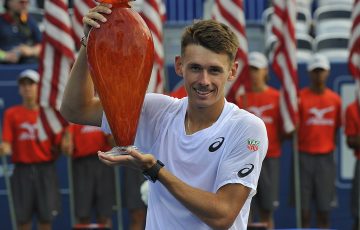 Alex de Minaur poses with his trophy after winning the ATP title in Atlanta (Getty Images)