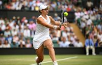 Ash Barty in action on Centre Court during her third-round win over Harriet Dart at WImbledon (Getty Images)