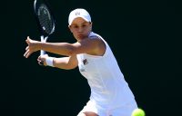 Ash Barty plays a forehand en route to her second-round victory over Alison Van Uytvanck (Getty Images)