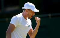 John Millman in action during his second-round win over Laslo Djere at Wimbledon (Getty Images)