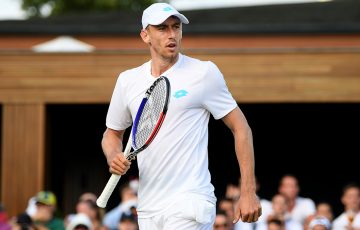 John Millman in action during his first-round win over Hugo Dellien at Wimbledon (Getty Images)
