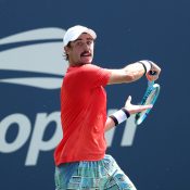 Jordan Thompson in action during his first-round win over Joao Sousa at the US Open (Getty Images)