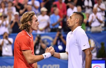 Nick Kyrgios (R) defeats Stefanos Tsitsipas in the semifinals of the Citi Open in Washington DC (photo: Peter Staples/ATP Tour)