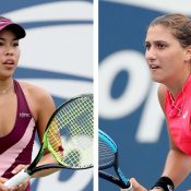 Lizette Cabrera (L) and Jaimee Fourlis compete in the final round of US Open qualifying (Getty Images)