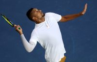 Nick Kyrgios serves en route to victory over Lorenzo Sonego in the first round of the Cincinnati Masters (Getty Images)