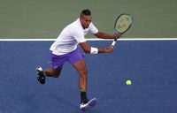 Nick Kyrgios in action during his second-round win over Antoine Hoang (Getty Images)