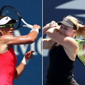 Sam Stosur (L) and Daria Gavrilova in action at the US Open in 2019 (Getty Images)