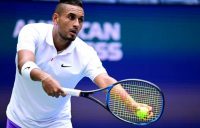 NEW YORK, NEW YORK - AUGUST 30: Nick Kyrgios of Australia prepares to serve during his Men's Doubles first round match on day five of the 2019 US Open at the USTA Billie Jean King National Tennis Center on August 30, 2019 in Queens borough of New York City. (Photo by Steven Ryan/Getty Images)