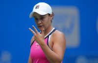 Ash Barty in action during her second round victory over Caroline Garcia in Wuhan (Getty Images)