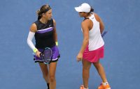 Victoria Azarenka in action during their US Open doubles semifinal victory (Getty Images)