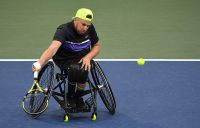 Dylan Alcott in action during his round-robin win over Bryan Barten at the US Open in 2019 (Getty Images)