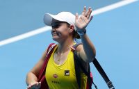 Ash Barty waves to the crowd as she exits RAC Arena after her reverse singles loss to Kristina Mladenovic in the 2019 Fed Cup final. (Getty Images)