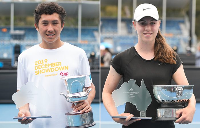 James McCabe (L) and Talia Gibson are the 16/u Australian champions in 2019 at the December Showdown (photo: Elizabeth Bai/Tennis Australia)