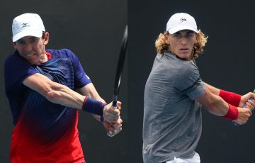 Max Purcell (R) and John-Patrick Smith won their AO Play-off semifinals on Friday at Melbourne Park. (Photo: Elizabeth Bai/Tennis Australia)