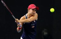 Ash Barty in doubles action at the Brisbane International. (Getty Images)