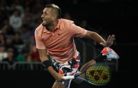 ON SERVE: Nick Kyrgios in action during his first round victory at Australian Open 2020. Picture: Getty Images