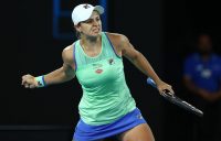 Ash Barty celebrates victory over Alison Riske at the Australian Open; Getty Images