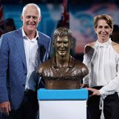 John Fitzgerald, Australian Tennis Hall of Fame inductee, with Tennis Australia Chair Jayne Hrdlicka at Australian Open 2020; Getty Images 