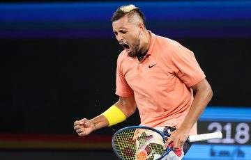 Nick Kyrgios celebrates victory over Gilles Simon in the second round of Australian Open 2020. (Getty Images)